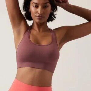 Athleta Aurora Ribbed Scoop Bra Tawny Rose Medium D-DD